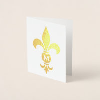 Monogrammed Fleur De Lis Simple Modern Folded Note