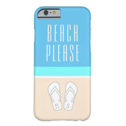 Monogrammed Flip Flops on Sand Modern Beach Please Barely There iPhone 6 Case