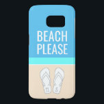 Monogrammed Flip Flops on Sand Modern Beach Please Samsung Galaxy S7 Case<br><div class="desc">Beach Please. Protect your cell phone in style with this modern minimalist beach theme Galaxy S7 Case. Cover design features personalized monogrammed flip-flops with your initials and a simple sand, sea, and sky coastal inspired color block design. All text can be changed or deleted. The trendy tropical design with cute...</div>