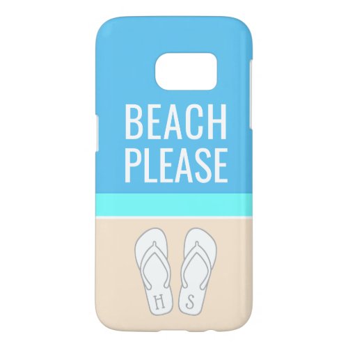 Monogrammed Flip Flops on Sand Modern Beach Please Samsung Galaxy S7 Case