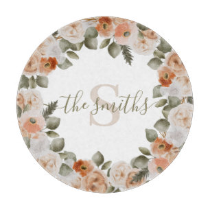 Monogrammed Floral Cutting Board