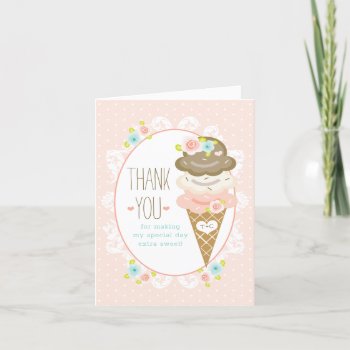Monogrammed Floral Ice Cream Cone Shower Thank You by OccasionInvitations at Zazzle