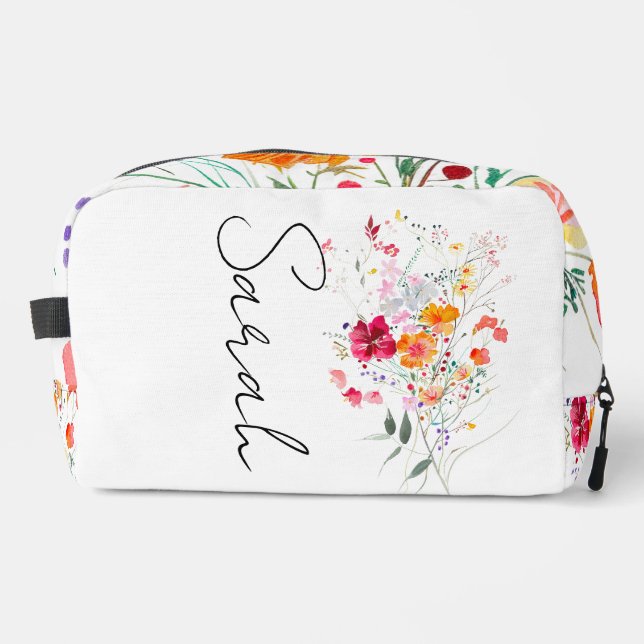 Monogrammed Floral Makeup Bag (Front)