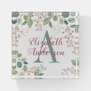 Monogrammed Floral Paperweight
