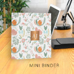 Monogrammed floral pattern stylish office mini binder<br><div class="desc">Trendy classy glamorous and feminine pastel blush pink, sage green and dusty orange peach wildflowers, leaves and berries pattern making an elegant business mini binder with a faux metallic gold copper monogrammed geometric square for business women. Easy to personalize with your business or name initials monogram on front side, year...</div>