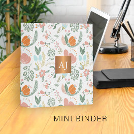 Monogrammed floral pattern stylish office mini binder