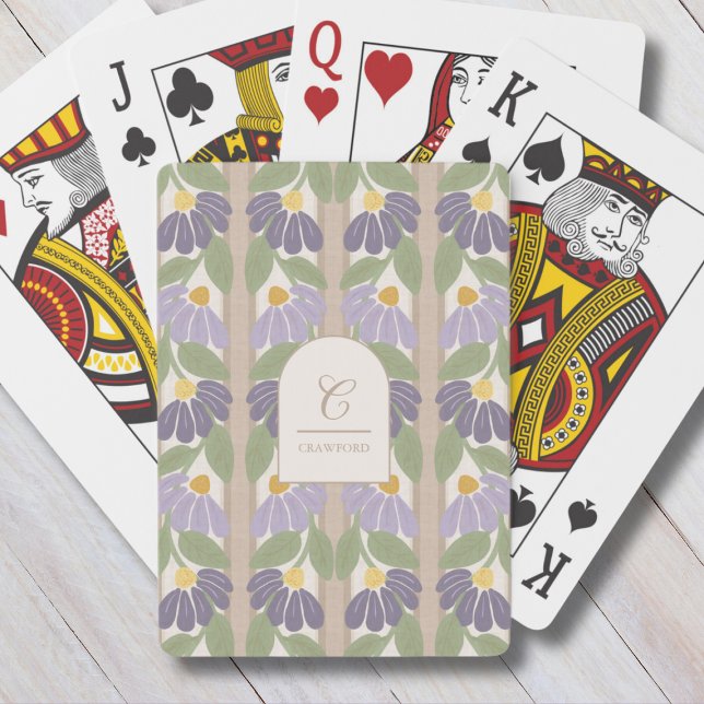 Monogrammed Floral Playing Cards  (Monogrammed Floral Playing Cards for Gifting or Family Game Night)