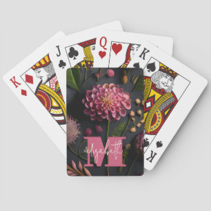 Monogrammed Floral Poker Cards
