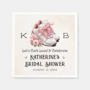 Monogrammed Floral Running Shoes Bridal Shower Napkins