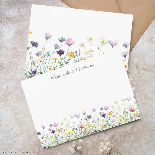 Monogrammed Floral Watercolor Wildflower Note Card