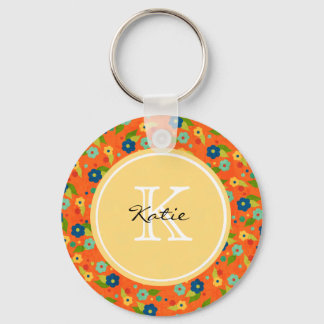 Monogrammed Flower Keychain