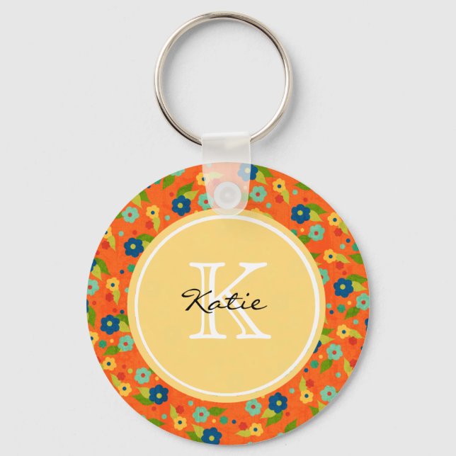 Monogrammed Flower Keychain (Front)