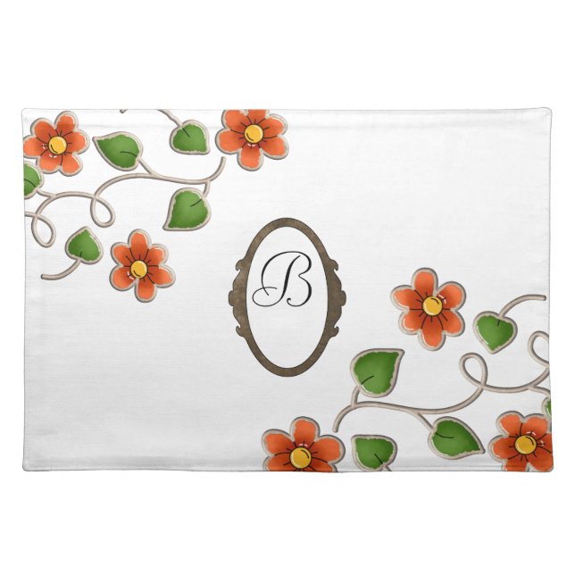 Monogrammed Flowered Placemats Template (Front)
