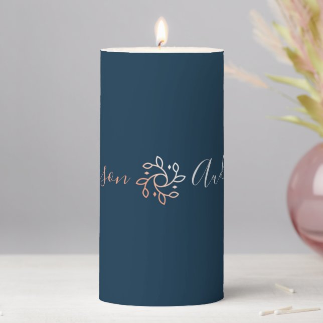 Monogrammed Foliage Pillar Candle (In Situ)
