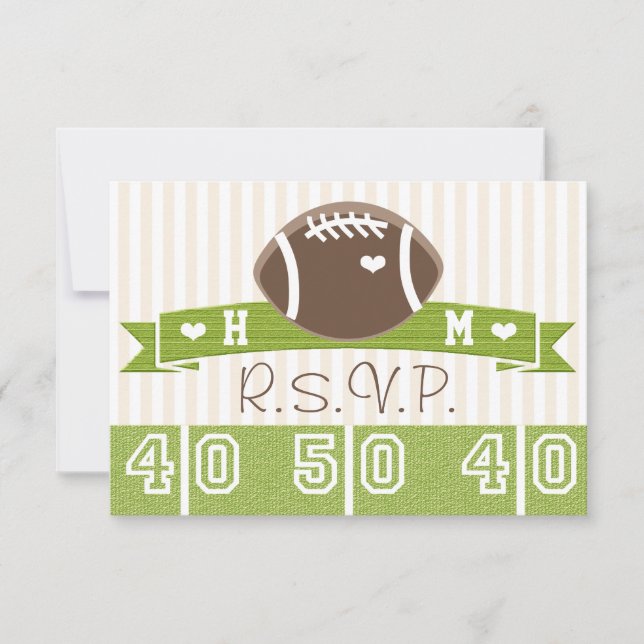 MONOGRAMMED FOOTBALL WEDDING RESPONSE CARDS (Front)