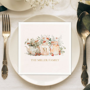 Monogrammed Forest Floral Botanical Family Name Napkins
