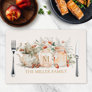Monogrammed Forest Floral Botanical Family Name Placemat