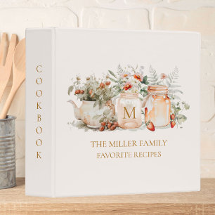 Monogrammed Forest Floral Botanical Family Recipe 3 Ring Binder