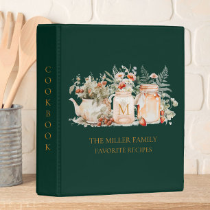 Monogrammed Forest Floral Botanical Family Recipe Mini Binder