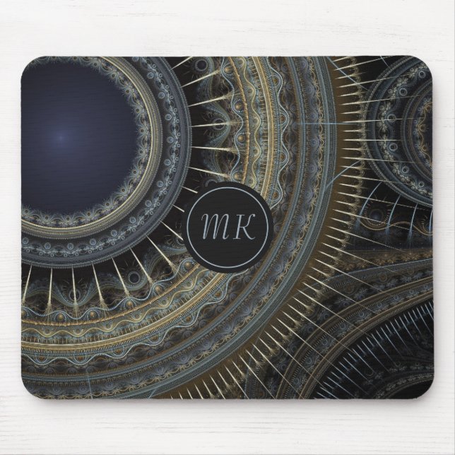 Monogrammed Fractal  Mouse Pad (Front)