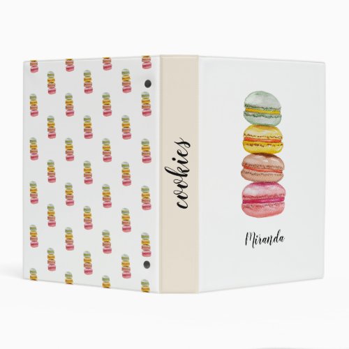 Monogrammed French Macarons Watercolor Art Mini Binder