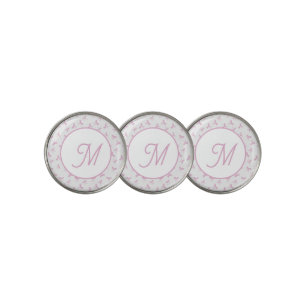 Monogrammed Frilly Coquette Pink watercolor Bow Golf Ball Marker