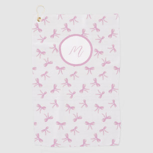 Monogrammed Frilly Coquette Pink watercolor Bow  Golf Towel