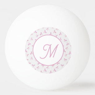 Monogrammed Frilly Coquette Pink watercolor Bow Ping Pong Ball