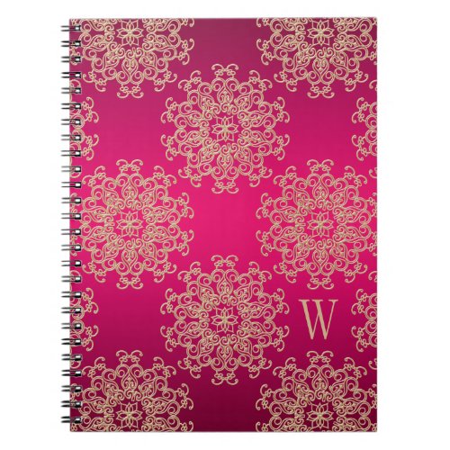 Monogrammed Fuchsia and Gold Notebook Journal