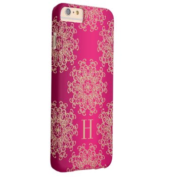 Monogrammed Fucshia And Gold Exotic Medallion Barely There Iphone 6 Plus Case by cutecases at Zazzle