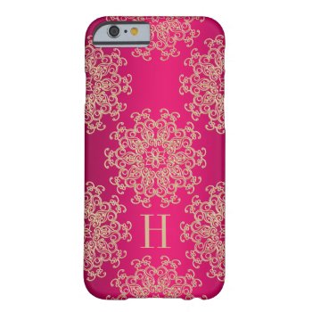 Monogrammed Fucshia And Gold Exotic Medallion Barely There Iphone 6 Case by cutecases at Zazzle