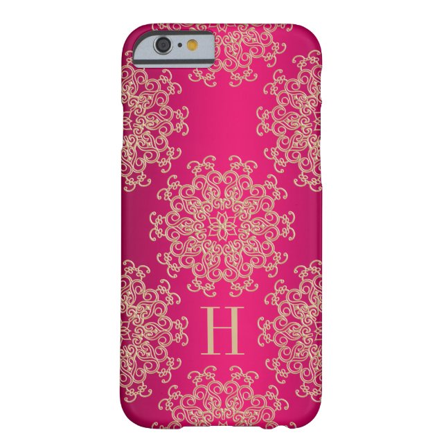 Monogrammed Fucshia and Gold Exotic Medallion Case-Mate iPhone Case (Back)