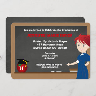 Monogrammed Fun Teacher Graduation Invitation