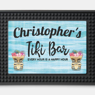 Monogrammed Funny Beach Tiki Bar Mat