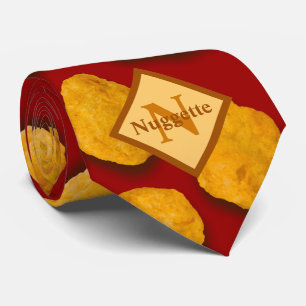 Monogrammed Funny Chicken Nugget Pattern Neck Tie