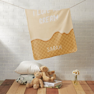Monogrammed funny cute ice cream sweet baby blanket