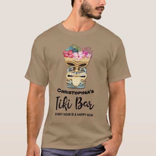 Monogrammed Funny Island Beach Tiki Bar T_Shirt