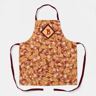 Monogrammed Funny Tasty Bacon Pattern Apron