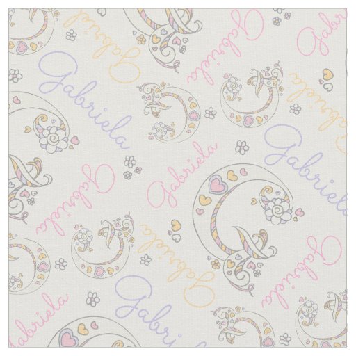 Monogrammed Gabriela name and letter G fabric