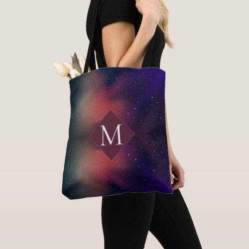 Monogrammed Galaxy Night Sky Tote Bag