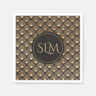 Monogrammed Gatsby Art Deco Fan Pattern Napkins