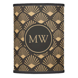 Monogrammed Gatsby Geometric Art Deco Fan Pattern Lamp Shade