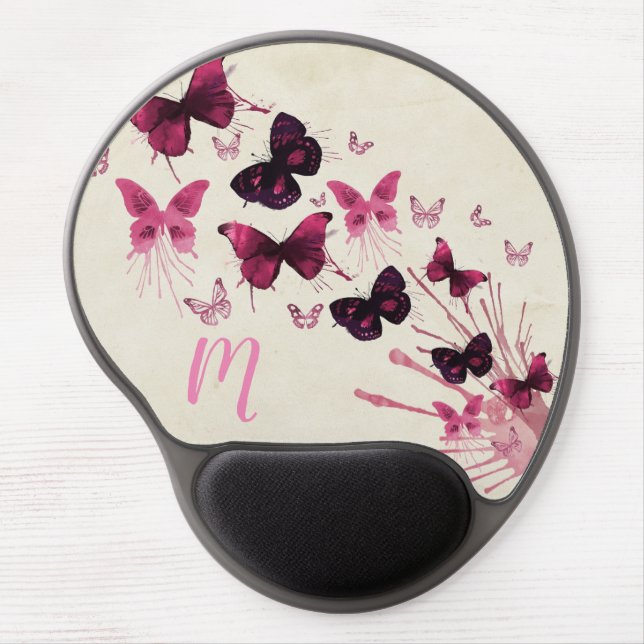 Monogrammed Gel Mouse Pad Mousepad Butterfly (Front)