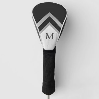 Monogrammed Geometric Chevron Black Silver Marble