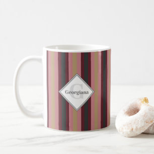 Monogrammed Geometric Colorful Vertical Stripes Coffee Mug
