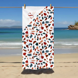 Monogrammed Geometric Pattern Beach Towel
