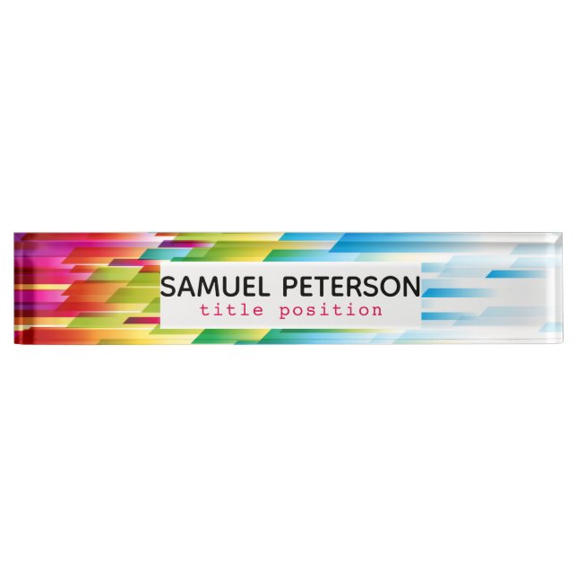 Monogrammed Geometric Shapes Color Burst Nameplate (Front)