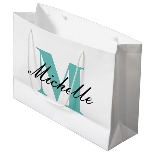 Monogrammed gift bag with fancy script typography