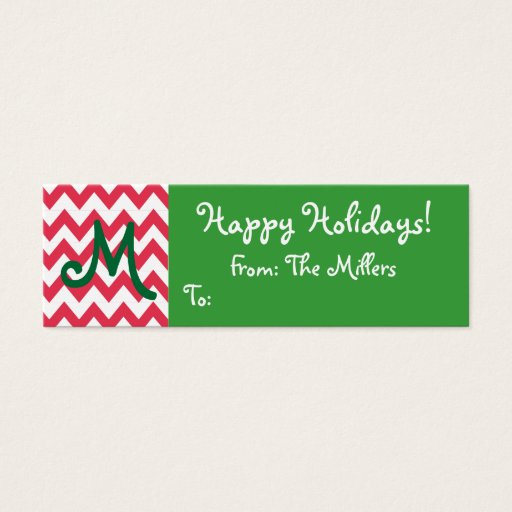 Customizable Monogrammed Gift Tag with Chevron Business Card Templates