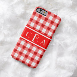 Monogrammed Gingham Hearts Barely There iPhone 6 Case
